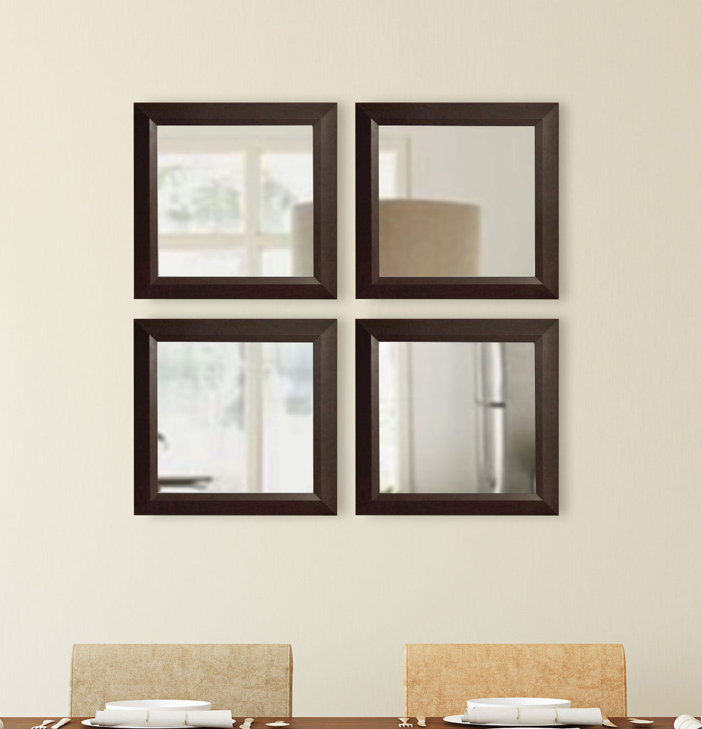 Square Black Walnut Wall Mirror Set (Set of 3) Brayden Studio Finish: Dark Mahogany