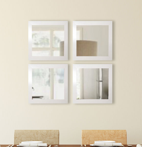American Made Rayne Glossy White Square Wall Mirror Set (S021S Set of 4) *Suggested Retail*