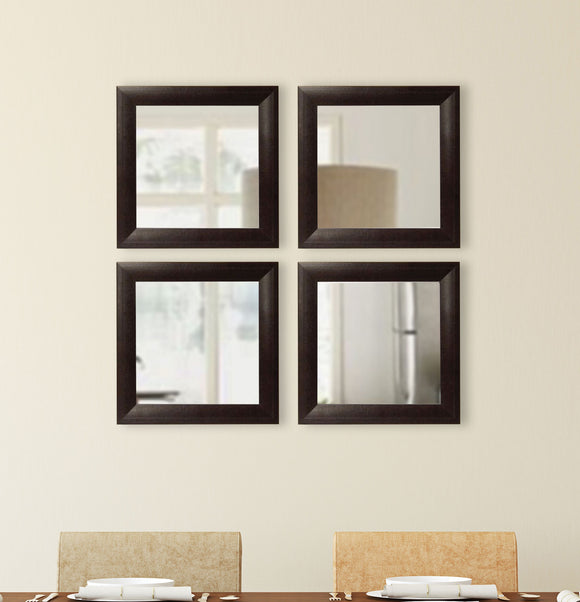 American Made Rayne Espresso Leather Square Wall Mirror Set (S023S Set of 4) *Suggested Retail*