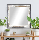 American Made Rayne Brown and Cream Distressed Square Wall Mirror (S109) *Suggested Retail*