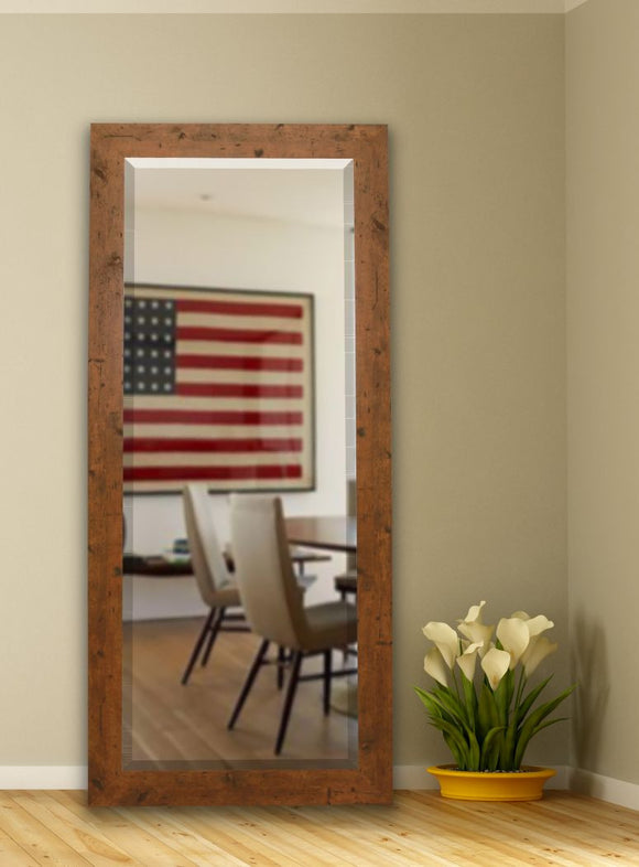 American Made Rayne Rustic Light Walnut Beveled Tall Mirror (R062BT) *Suggested Retail*