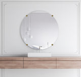 American Made Non-Beveled Frameless Round Wall Mirror (NB-1/4-FRMLS-RND-BRASS RD) *Suggested Retail*