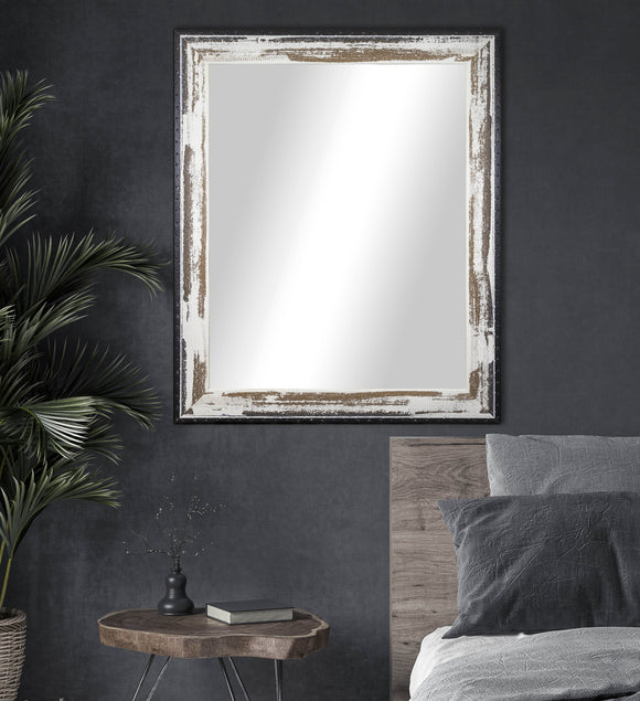 American Made Rayne Brown and Cream Distressed Wall Mirror (V109) *Suggested Retail*